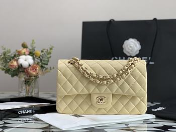 Chanel Flap Bag Calfskin In Light Yellow Size 25cm