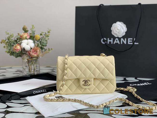 Chanel Mini Flap Bag Calfskin In Light Yellow  - 1