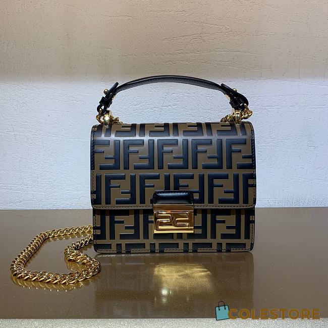 Fendi Kan l Black Leather Bag Size 19x14x9cm - 1