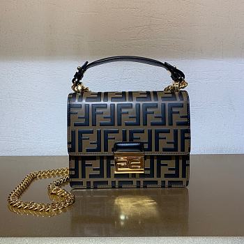 Fendi Kan l Black Leather Bag Size 19x14x9cm