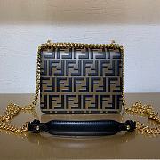 Fendi Kan l Black Leather Bag Size 19x14x9cm - 6