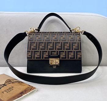 Fendi Kan l Leather Black Bag Strap Style 8BT315 25cm