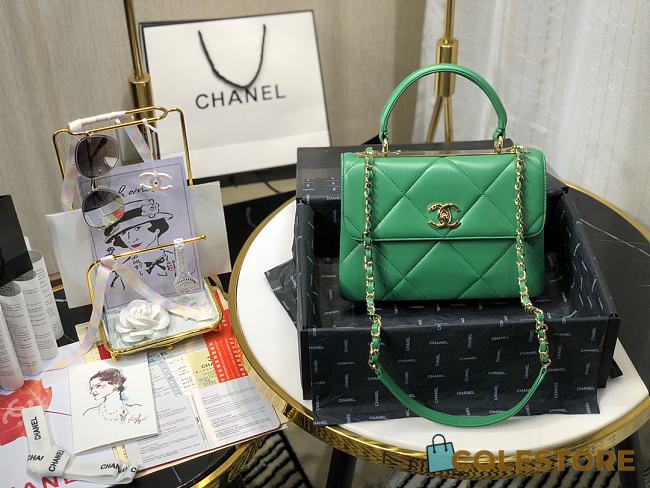 Chanel Square Layer Bag In Green 92236 Size 25cm - 1
