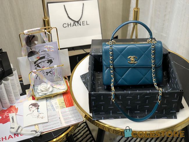 Chanel Square Layer Bag In Ocean Blue 92236 Size 25cm - 1