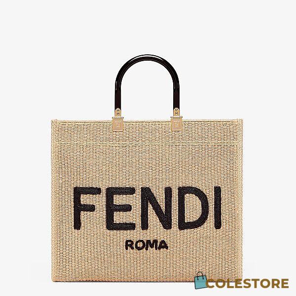 Fendi Medium Sunshine Tote Bag Cotton-Blend/Calf Leather 8BH386  - 1