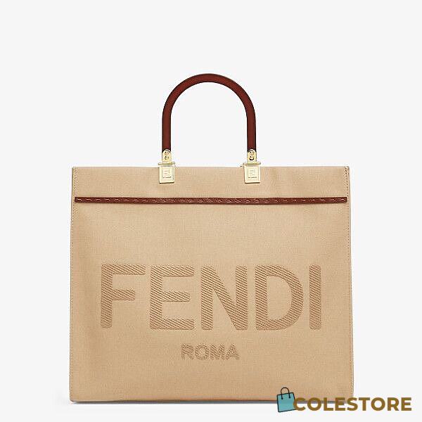 Fendi Medium Sunshine Tote Bag Cotton-Blend/Calf Leather 8BH372 - 1