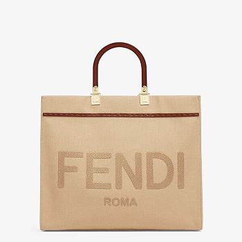 Fendi Medium Sunshine Tote Bag Cotton-Blend/Calf Leather 8BH372