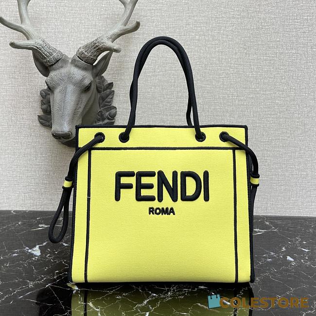 Fenacdi Roma Medium Tote Bag Natural Fabric Yellow - 1