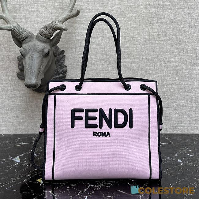 Fenacdi Roma Medium Tote Bag Natural Fabric In Pink - 1
