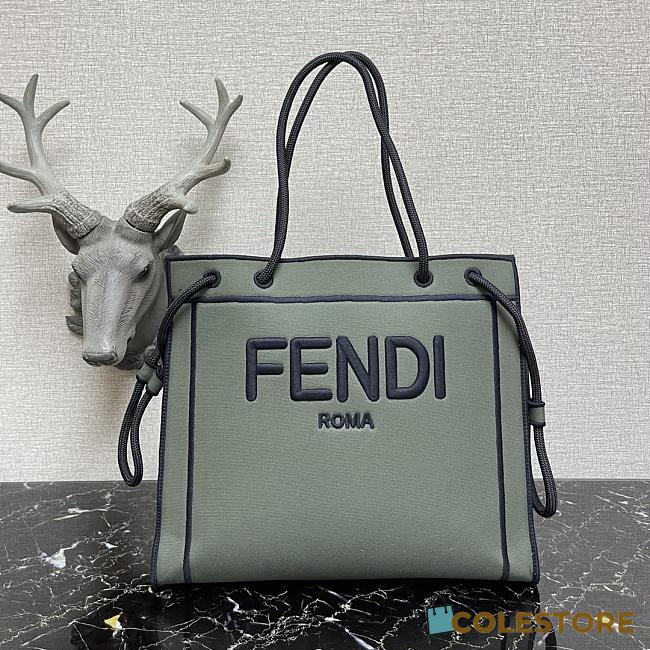 Fenacdi Roma Medium Tote Bag Natural Fabric Black Rope  - 1