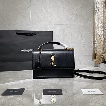 YSL Sunset Medium Smooth Leather In Black 442906 Size: 25cm
