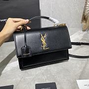 YSL Sunset Medium Smooth Leather In Black 442906 Size: 25cm - 4