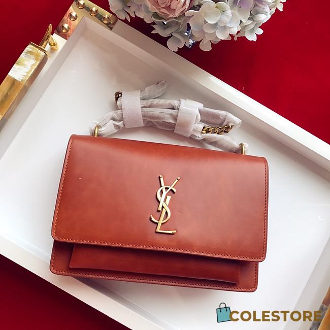 YSL Sunset Medium Smooth Leather In Orange 442906 Size: 25x18x5cm - 1