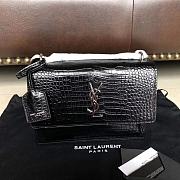 YSL Medium Sunset Bag In Shiny Crocodile-Embossed Leather 4851 - 1
