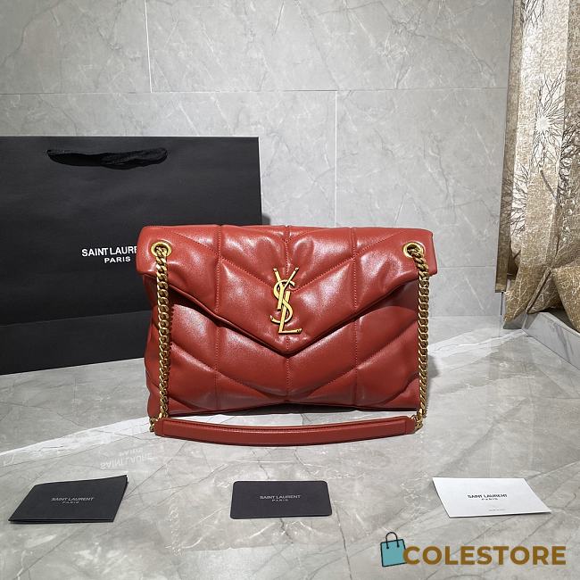 YSL LouLou Puffer Lambskin Bag In Red 5774751 Size: 35x23x13.5cm - 1