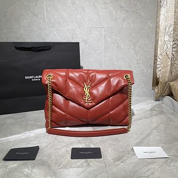 YSL LouLou Puffer Lambskin Bag In Red 5774751 Size: 35x23x13.5cm