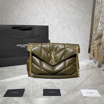 YSL LouLou Puffer Lambskin Bag In Green Quilted 5774751 Size: 35cm.