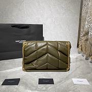 YSL LouLou Puffer Lambskin Bag In Green Quilted 5774751 Size: 35cm. - 3