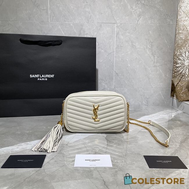YSL Lou Camera Bag In White Quilted Leather 612544 Size: 18×10×5cm - 1
