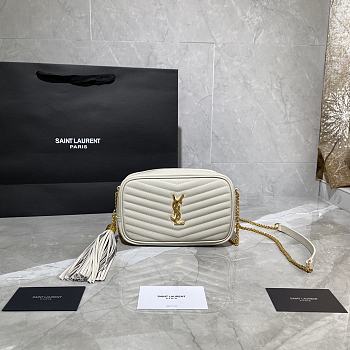 YSL Lou Camera Bag In White Quilted Leather 612544 Size: 18×10×5cm