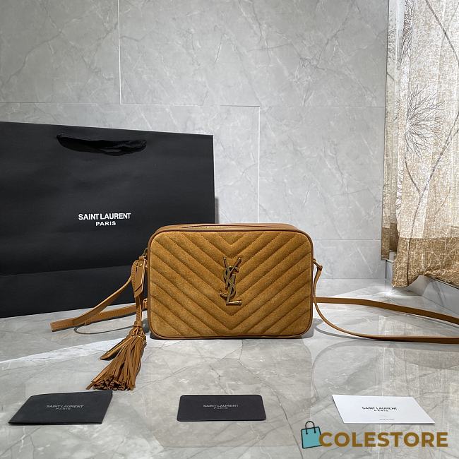 YSL Lou Camera In Quilted Suede Leather 612544 Size: 23x16x6cm - 1