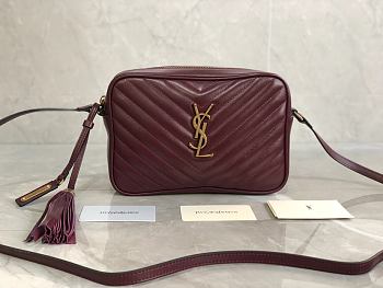 YSL Lou Camera Bag In Wine Quilted Leather 612544 Size: 23x16x6cm