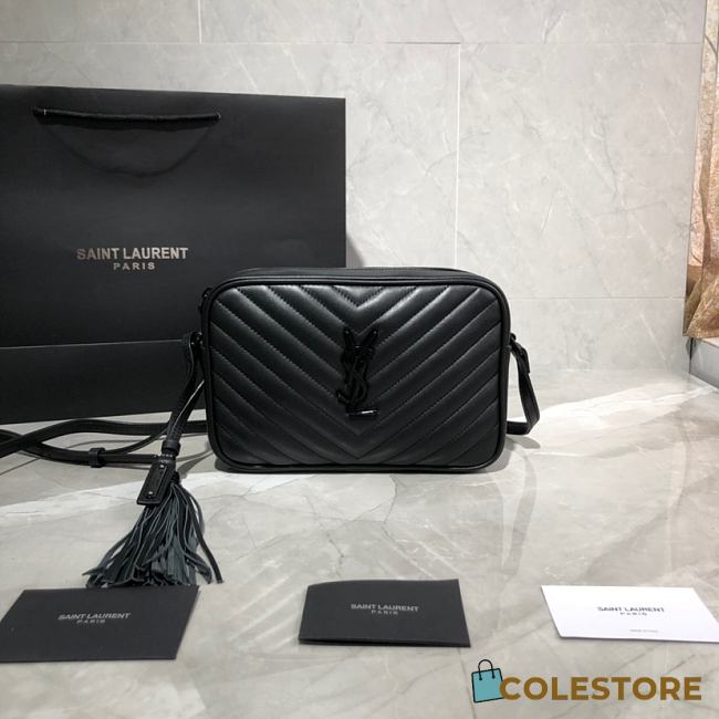 YSL Lou Camera Bag In Black Cownskin 612544 Size: 23x16x6cm - 1