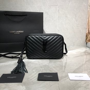 YSL Lou Camera Bag In Black Cownskin 612544 Size: 23x16x6cm