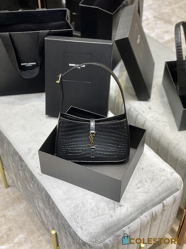 YSL Le5A7 Hobo Bag In Crocodile Pattern Cowhide 6572282 Size: 25X14X6cm - 1