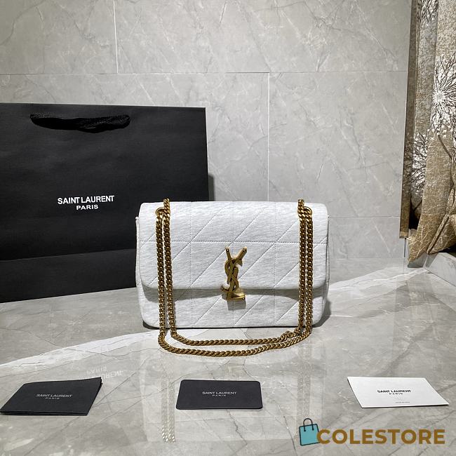 YSL Jamie Medium Carre Rive Gauche In White 515821 Size 24×15.5×6.5cm - 1