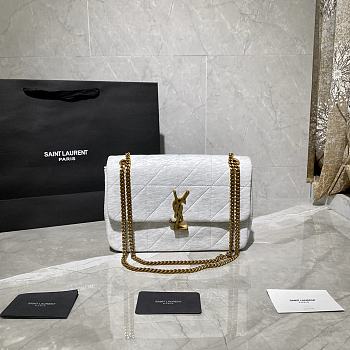 YSL Jamie Medium Carre Rive Gauche In White 515821 Size 24×15.5×6.5cm