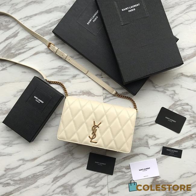 YSL Angie Quilted Crossbody Bag In White 5850311 Size 22x13x5.5cm - 1