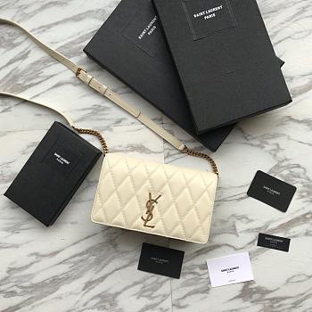YSL Angie Quilted Crossbody Bag In White 5850311 Size 22x13x5.5cm