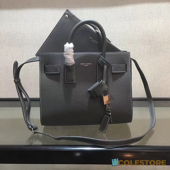 YSL Medium Classic Sac De Jour Baby Smooth Leather In Grey 421863 Size 26x21x11cm - 1