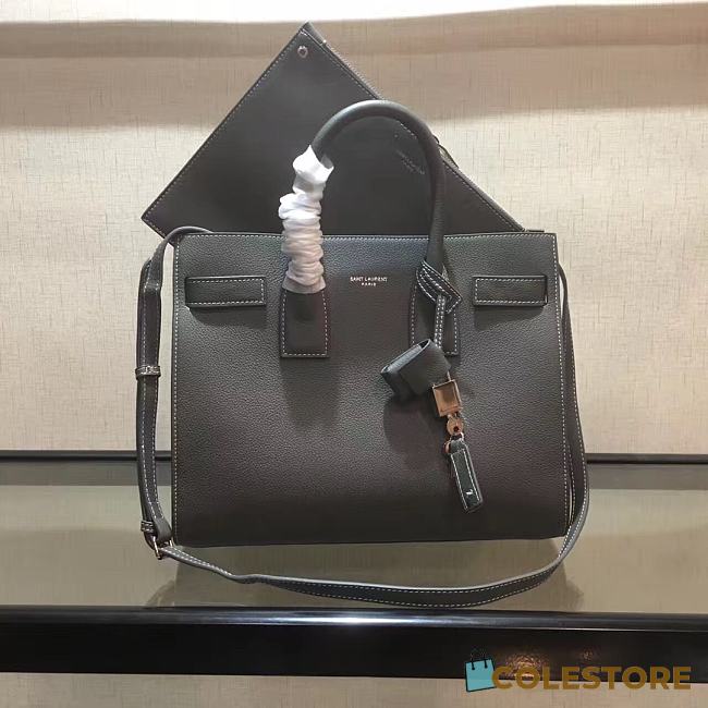 YSL Classic Sac De Jour Baby Smooth Leather In Grey 421863 Size 32cm - 1