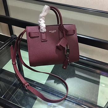 YSL Classic Sac De Jour Baby Smooth In Wine Leather 421863 Size 22cm