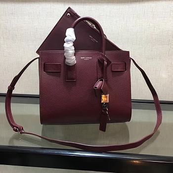 YSL Medium Classic Sac De Jour Baby Smooth Leather In Wine 421863 Size 26x21x11cm