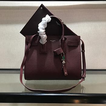 YSL Classic Sac De Jour Baby Smooth Leather In Wine 421863 Size 32cm