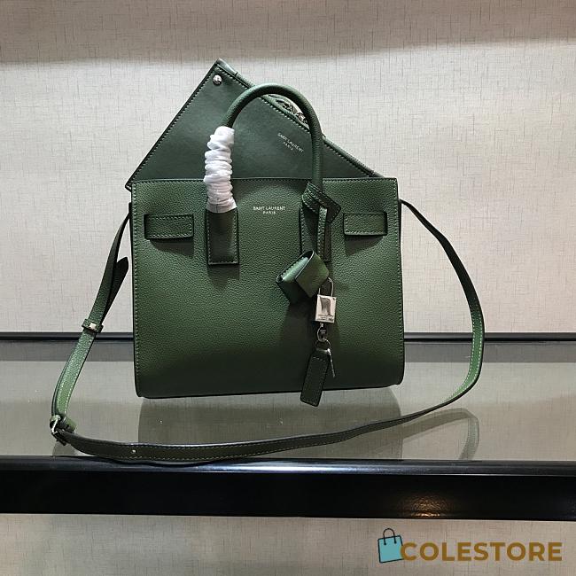 YSL Medium Classic Sac De Jour Baby Smooth Leather In Green 421863 Size 26x21x11cm - 1
