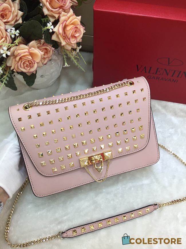 Valentino Handle Bag In Pink 080-1 Size 24×7×17cm - 1