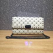 Valentino Rockstud Spike Clutch With Chain Bag In White ZW2B0 Size: 23.5 x 14.5 x 4.5cm - 1