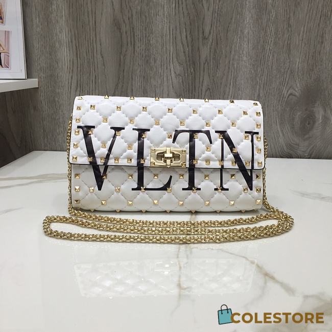 Valentino Rockstud Spike Clutch In White ZW2B0 Size: 23.5 x 14.5 x 4.5cm - 1