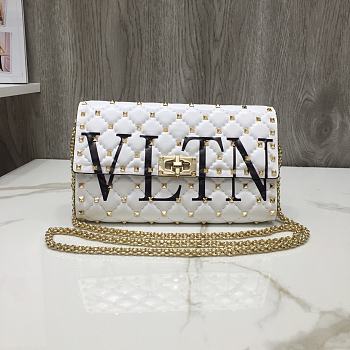 Valentino Rockstud Spike Clutch In White ZW2B0 Size: 23.5 x 14.5 x 4.5cm