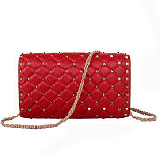 Valentino Rockstud Spike Clutch With Chain Bag In Red ZW2B0 Size: 23.5 x 14.5 x 4.5cm - 3