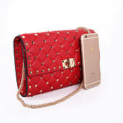 Valentino Rockstud Spike Clutch With Chain Bag In Red ZW2B0 Size: 23.5 x 14.5 x 4.5cm - 2