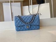 Chanel Classic Flap Bag Silver Chain In Blue Size 25cm - 1