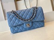 Chanel Classic Flap Bag Silver Chain In Blue Size 25cm - 6