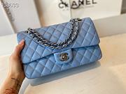 Chanel Classic Flap Bag Silver Chain In Blue Size 25cm - 4