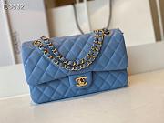 Chanel Classic Flap Bag Golden Chain In Blue Size 25cm - 2
