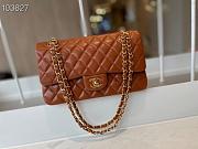 Chanel Classic Flap Bag Golden Chain In Brown Size 25cm - 3